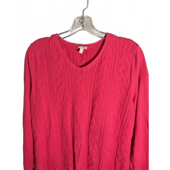 Talbots  Pink Cable Knit Lightweight Sweater for Layering Large - Picture 3 of 8